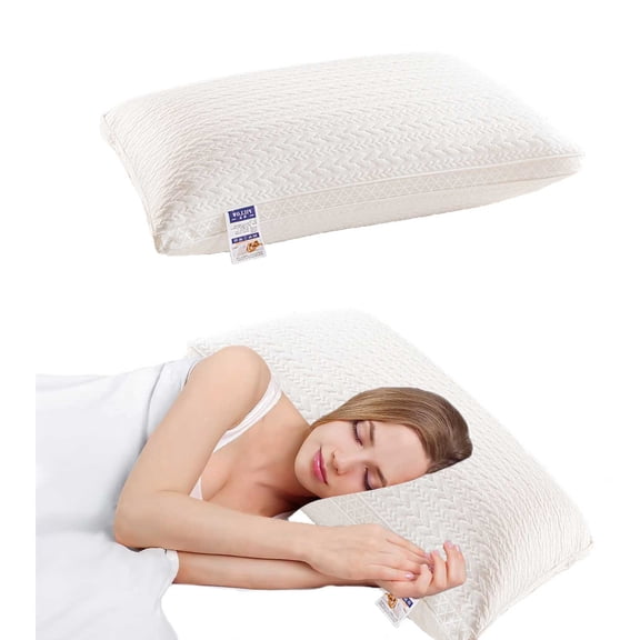 Hotel-Grade Down Bed Pillow Core 45 X 70 Cm, Soft Supportive Loft, Cotton Fabric, Ethically Sourced Fill, Stitching And Piping, Durable Breathable, Suitable Back Side Stomach Sleepers, Insert