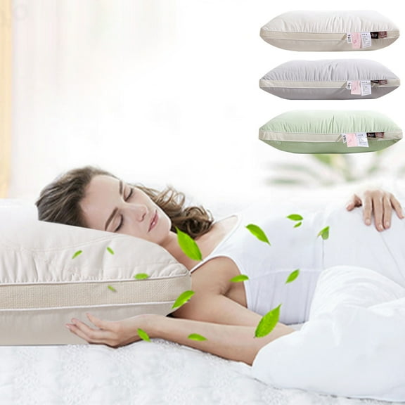 Hotel Grade Bed Pillow Core | Soft Supportive Hypoallergenic Sleep Pillow for Back Side Stomach Sleeper | Eco-Friendly Fabric | 1 Piece | 48x74cm | Gray White Green