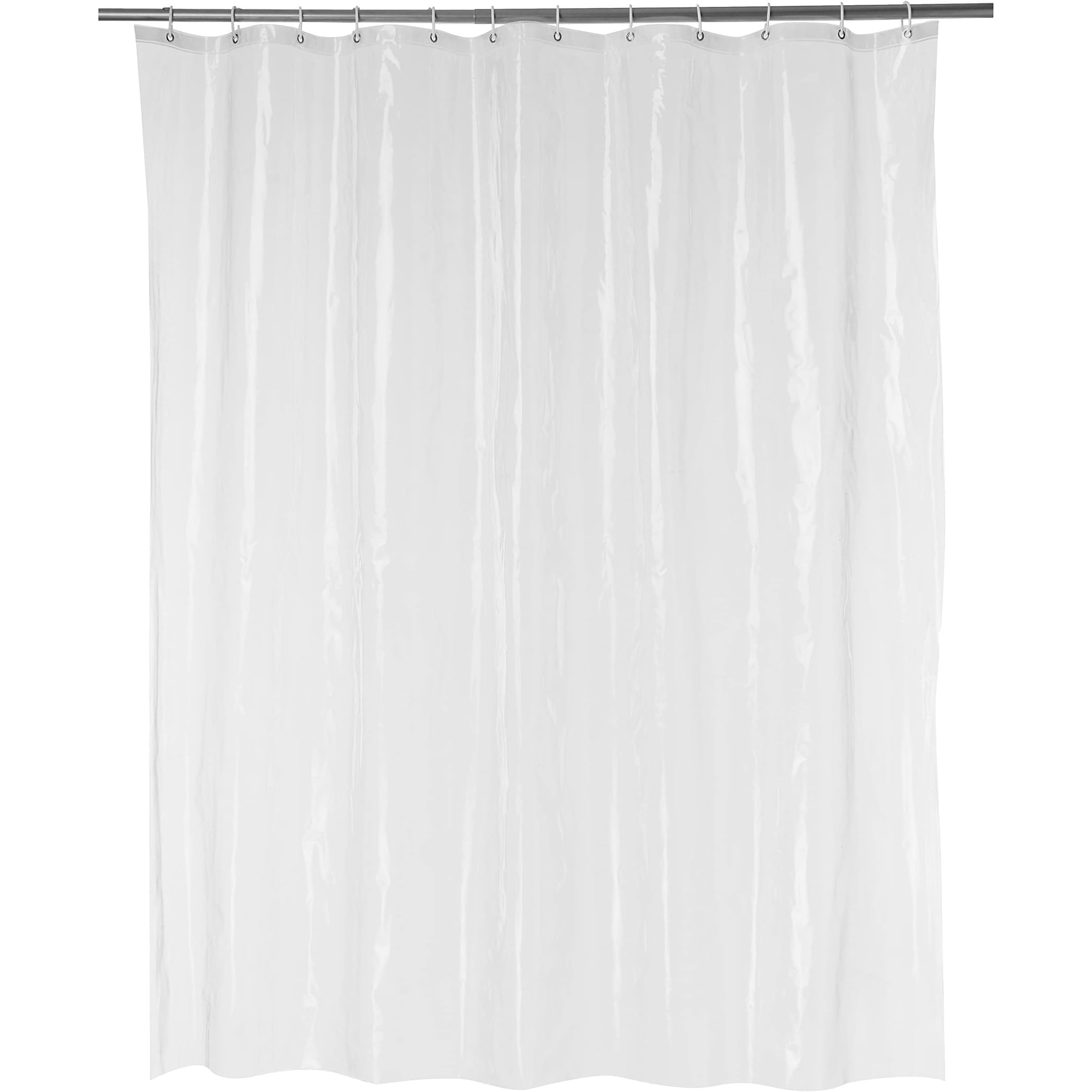Hotel Grade No Hook Shower Curtain, 71x74, Snap-in Liner, White