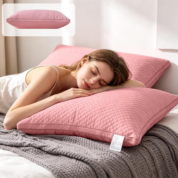 Hotel Grade Pillow Core – Soft & Supportive Bed Pillow for Back, Side & Stomach Sleepers, Breathable,Pink
