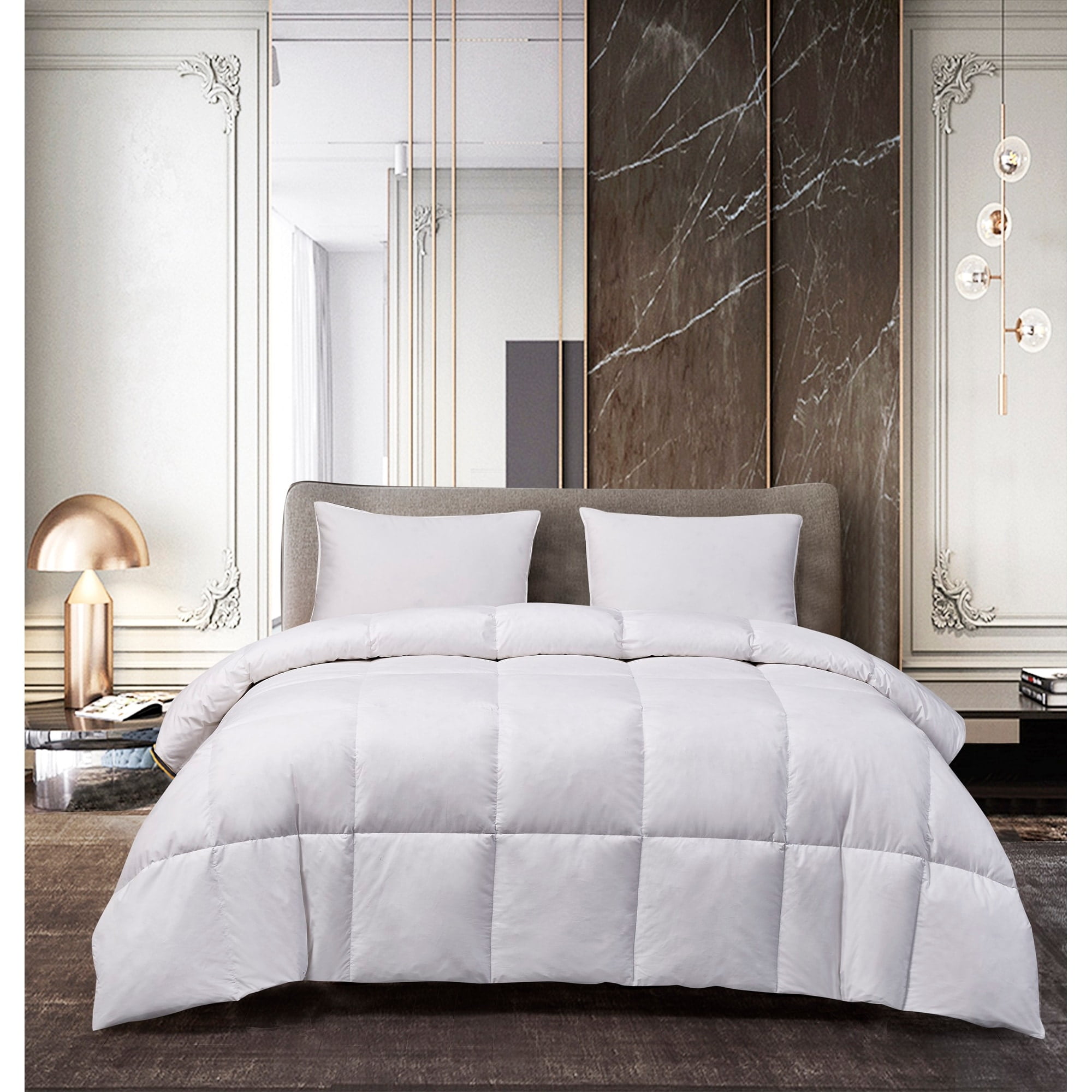 Twin White Cotton Down Comforter with Goose Feather Fill