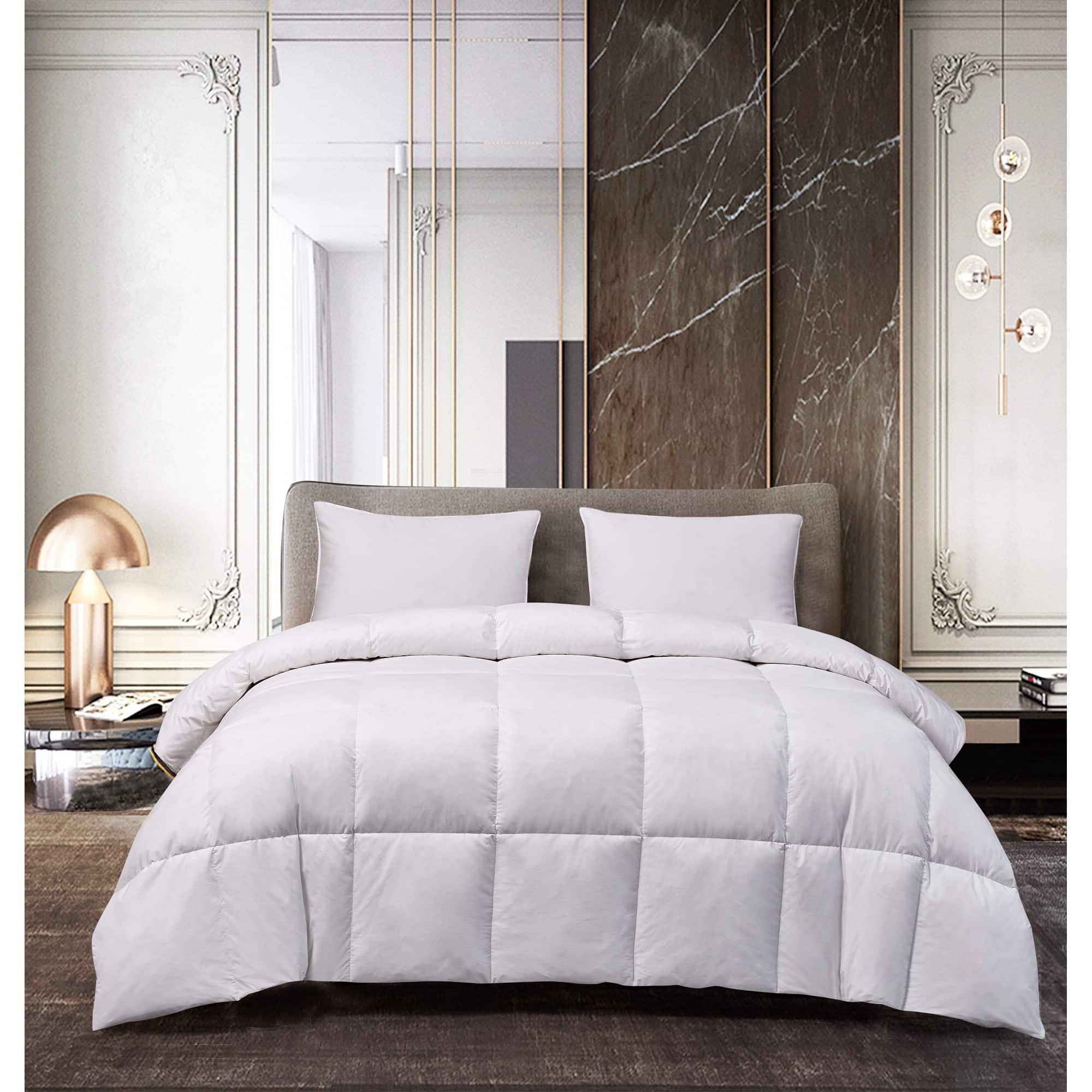 King White Cotton Down Comforter with Goose Feathers