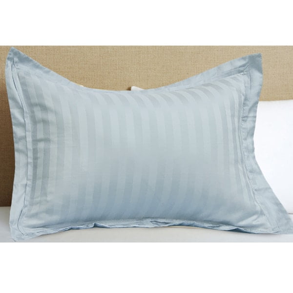 Light Blue Egyptian Cotton Striped Standard Pillow Sham Set