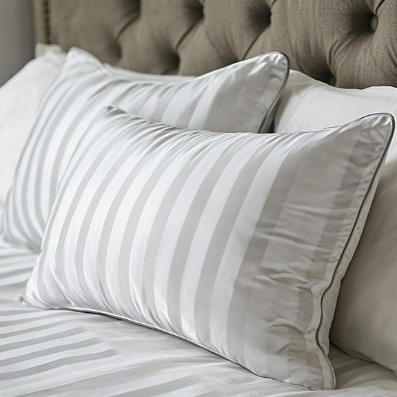 Hotel Grand Luxury Feather Down Pillows Standard Size Set of 2 Pack Hypoallergenic Medium Firm Pillows