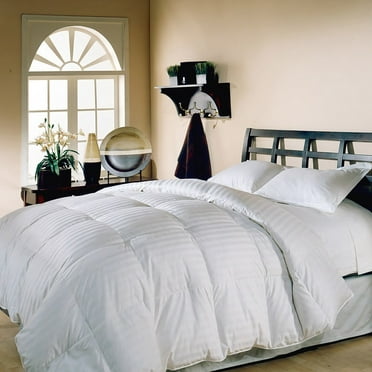 Hotel Grand  Oversized Damask Stripe White Down Comforter King