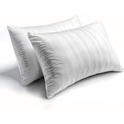 Hotel Grand Softy-Around Feather Down Pillows King Size Set of 2 Packs, White Strip