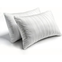 Hotel Grand Softy-Around Feather Down Pillows Standard Size Set of 2 Packs, White Strip