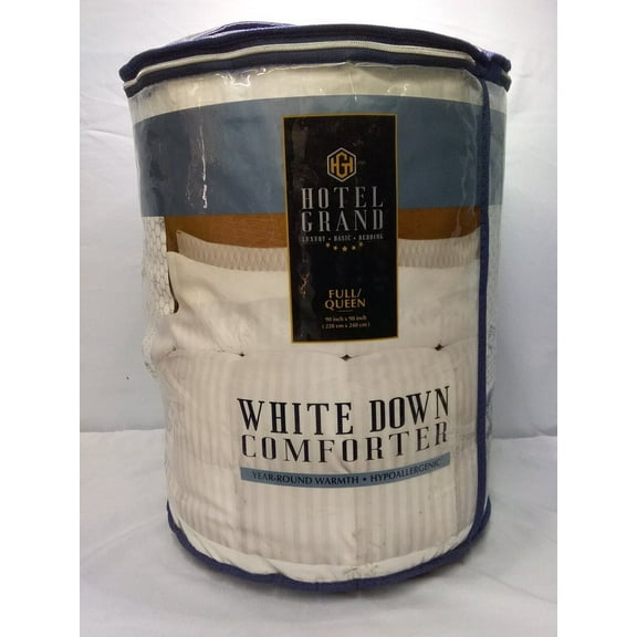 Hotel Grand White Down Comforter 650 Fill Power Classic White Solid Down Comforter, Queen Size