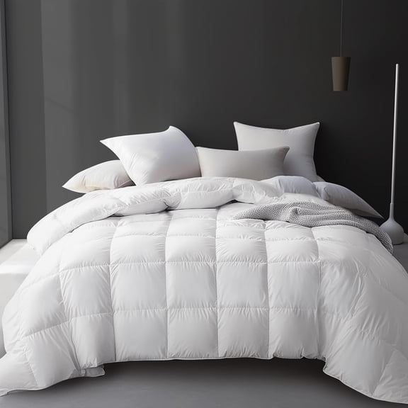 Hotel Grand White Goose Feather Down Fiber Comforter Twin Size, All Season Warmth