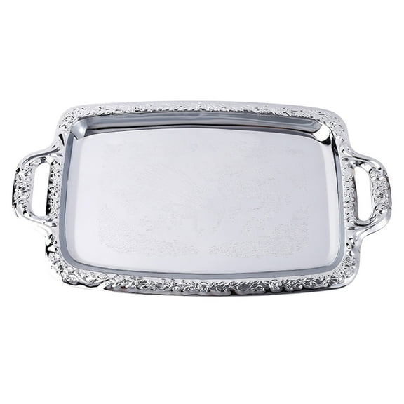 Hotel Household Supplies KTV Fruit Tray Gifts Silver Rectangle Stainless Steel Serving Blank Metal Food Trays Decorative