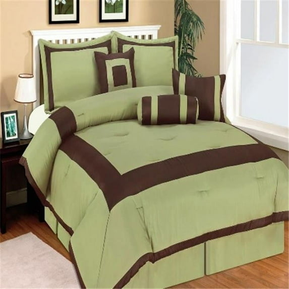 Hotel King Green Comforter Collection - 7 Piece Bedding Set