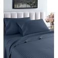 thumbnail image 1 of Hotel London 600 Thread Count 100% Cotton Deep Pocket Striped Sheet Set (Queen, Navy), 1 of 5