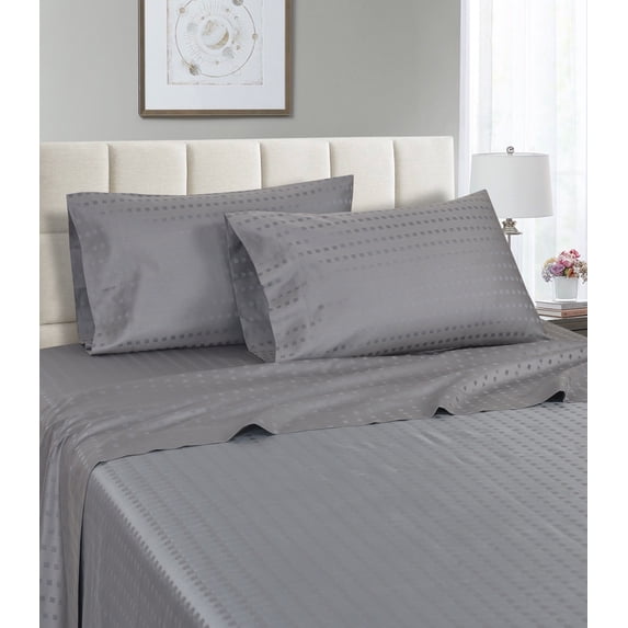 1200 Thread Count Full Size Deep Pocket Stripe Cotton Sheet Set (Full, Gray)