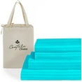 thumbnail image 1 of Hotel Luxury 500-TC Egyptian Cotton California King Size 4-PCs Sheet Set Fits Upto 10-12" Deep Pocket (Stripe, Turquoise), 1 of 4