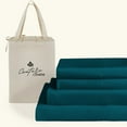 thumbnail image 1 of Hotel Luxury 500-TC Egyptian Cotton California Queen Size 4-PCs Sheet Set Fits Upto 10-12" Deep Pocket (Solid, Teal), 1 of 4