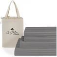 thumbnail image 1 of Hotel Luxury 500-TC Egyptian Cotton King Size 4-PCs Sheet Set Fits Upto 19-23" Deep Pocket (Stripe, Dark Gray), 1 of 4