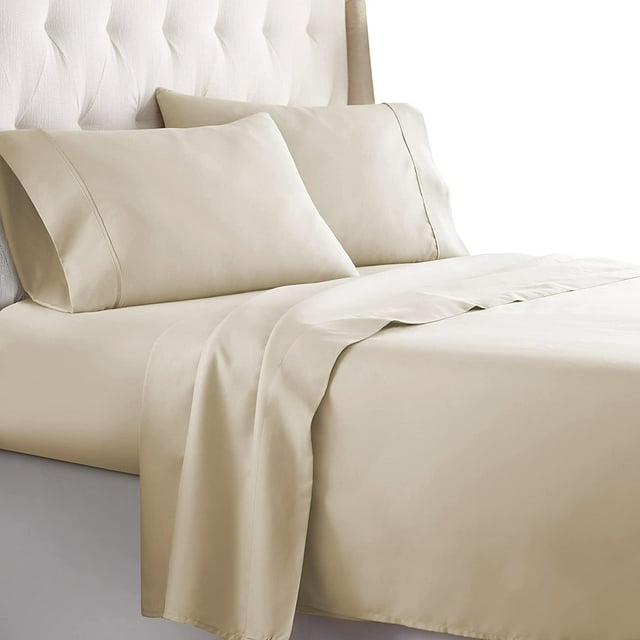 H C Collection Queen Bed Sheet & Pillowcase Set, 1800 Series, Double