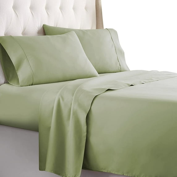 Hotel Luxury Bed Sheet & Pillowcase 4 Piece Set 1800 Series Egyptian Quality, Double Brushed Microfiber, Queen, Sage