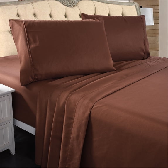Hotel Luxury Bed Sheet Set - 4 Pieces - Extra Soft - 16" Deep Pocket Brushed Microfiber Wrinkle Resistant King ,Brown