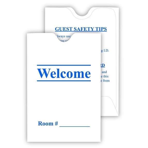 Hotel & Motel Keycard Envelope/Sleeve Welcome in Blue, 500 per case Blue