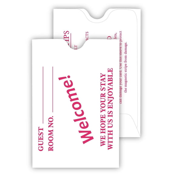 Hotel & Motel Keycard Envelope / Sleeve "Welcome" in Blue & Red, 500 per case