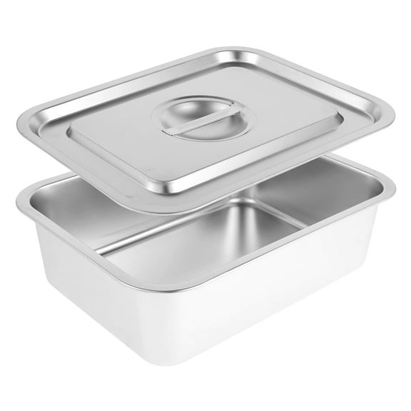 Hotel Pan,4in Deep Rectangular Metal Steamer Pan with Lid Large Capacity Metal Food Catering Tray for Restaurant