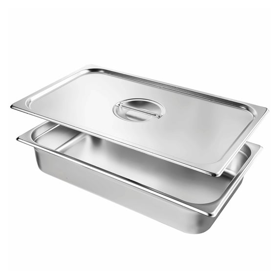 Hotel Pans 4 Pack Full Size, Stainless Steel Steam Pan with Lid, 4 Inch Deep - Commercial Food Storage, Catering & Restaurant Use