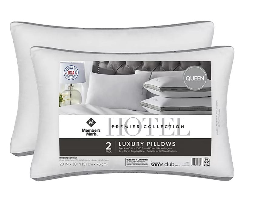 Hotel Premier Collection Bed Pillows, 100% Cotton, Queen Size (Pack of 2) 