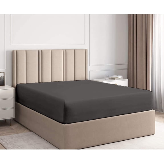Hotel Quality 100%Egyptian Cotton 600 Thread Count-King Fitted Sheet Extra Deep Pocket 16 Inches-Luxury Soft Gray