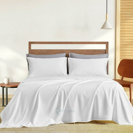 Hotel Quality 4-Piece Sheet Set with 9'' Deep Pocket Solid Pattern, Soft 800 Thread Count Egyptian Cotton (King, White)