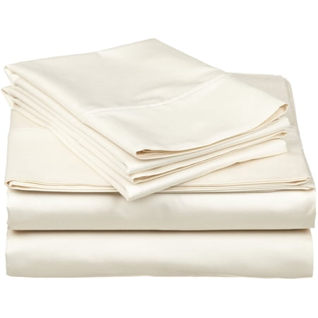 Hotel Quality 4-Piece Sheet Set with 9'' Deep Pocket Solid Pattern Soft 800-Thread-Count Egyptian Cotton (Queen, Ivory)