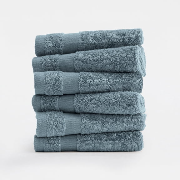 Comfort Canopy Hotel Quality 100% Ring Spun Cotton Ultra Plush Bath Set, Washcloths (Set of 6), Light Blue