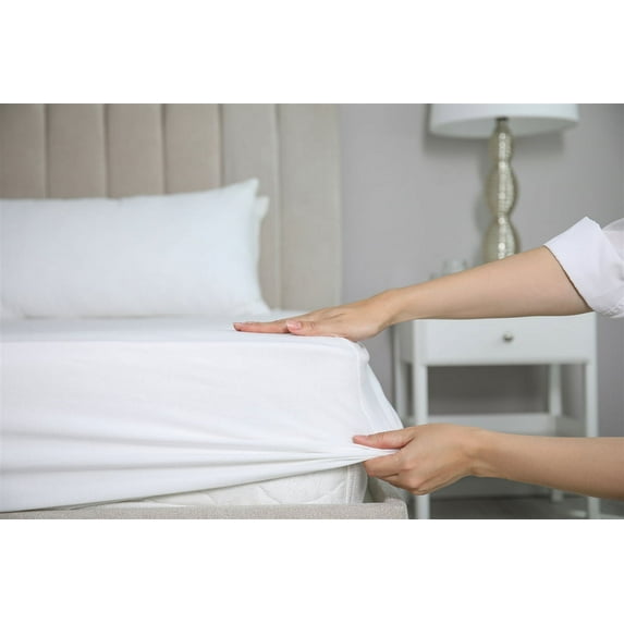 Hotel Quality King Fitted Sheet, 200 Thread Count, Poly-Cotton, 78x80x12, White, Solid Print