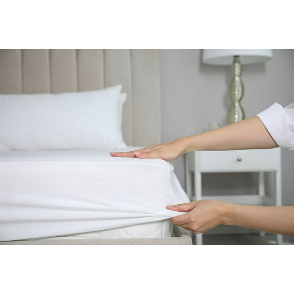Hotel Quality King Fitted Sheet, 200 Thread Count, Poly-Cotton, 78x80x12, White, Solid Print