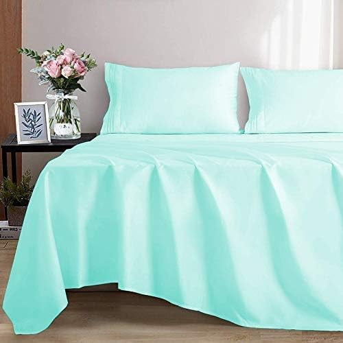 Hotel Quality Luxurious & Soft 4 Piece Sheet Set – 100% Long Staple Egyptian Cotton, Aqua Blue, Deep Pocket 10 Inch, Ultra-Breathable, Wrinkle-Resistant Bedding (Full)