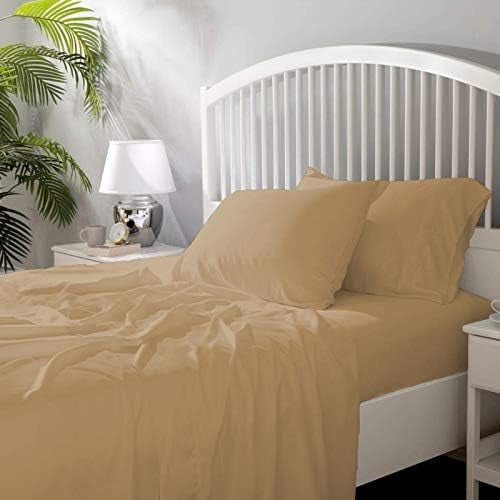 Hotel Quality Luxurious & Soft 4 Piece Sheet Set – 100% Long Staple Egyptian Cotton, Taupe, Deep Pocket 10 Inch, Ultra-Breathable, Wrinkle-Resistant Bedding (Full)