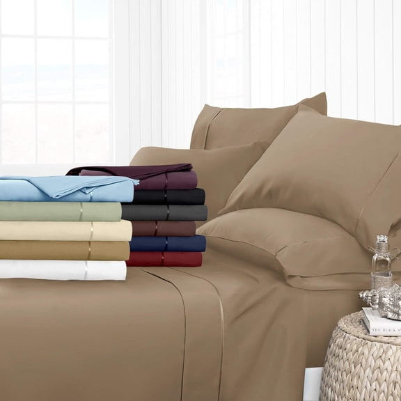 Hotel Quality Luxurious & Soft 4 Piece Sheet Set – 100% Long Staple Egyptian Cotton, Taupe, Deep Pocket 15 Inch, Ultra-Breathable, Wrinkle-Resistant Bedding (Full)