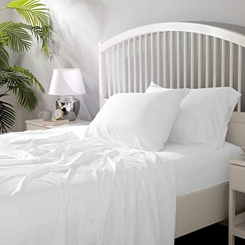 Hotel Quality Luxurious & Soft 4 Piece Sheet Set – 100% Long Staple Egyptian Cotton, White, Deep Pocket 15 Inch, Ultra-Breathable, Wrinkle-Resistant Bedding (King)