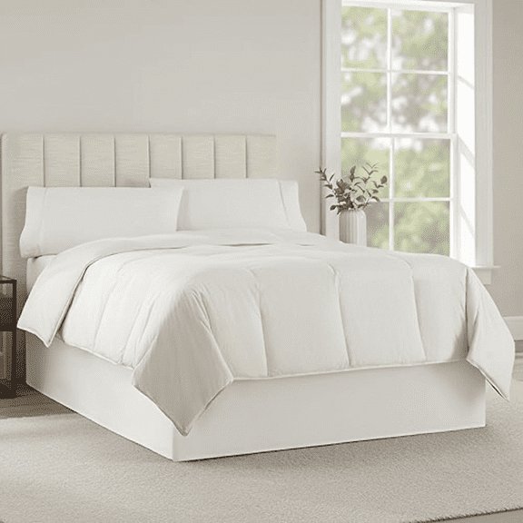 Hotel Quality Modern Bed Skirt with 13 Inch Drop, Machine Washable Solid Dust Ruffle for King Size Bed in White, Easy Fit and Durable Design