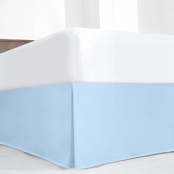 Hotel Quality Pleated Twin Bed Skirt with Split Corners – 14 Inch Tailored Drop Easy Fit - Pleated Dust Ruffle - 100% Microfiber Soft, Wrinkle-Free Box Pleated Bed Skirts - Light Blue.