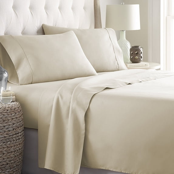 Hotel Quality Sheet-Set Full Size – Solid Cream Luxury Double Brushed 100% Microfiber , Easy Fit Wrinkle and Fade Resistant, 15” inch deep pocket by Splendid