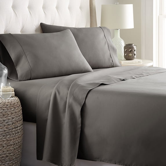 Hotel Quality Sheet-Set Full Size – Solid Dark Gray Luxury Double Brushed 100% Microfiber , Easy Fit Wrinkle and Fade Resistant, 27” inch deep pocket by Splendid