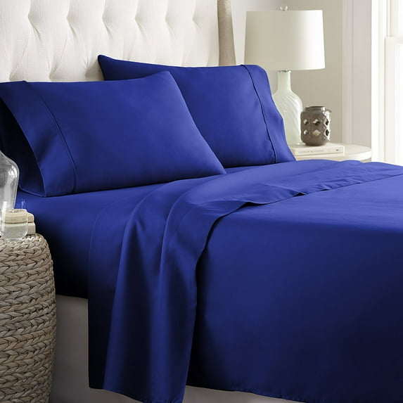 Hotel Quality Sheet-Set Full Size – Solid Royal Blue Luxury Double Brushed 100% Microfiber , Easy Fit Wrinkle and Fade Resistant, 30” inch deep pocket by Splendid