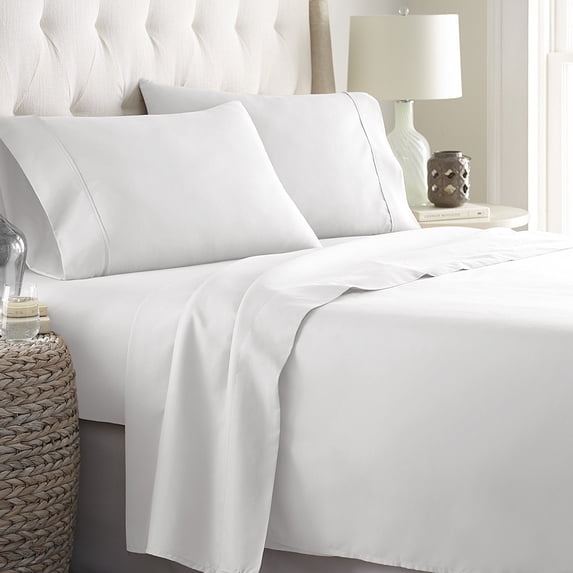Hotel Quality Sheet-Set Queen Size – Solid White Luxury Double Brushed 100% Microfiber , Easy Fit Wrinkle and Fade Resistant, 30” inch deep pocket by Splendid