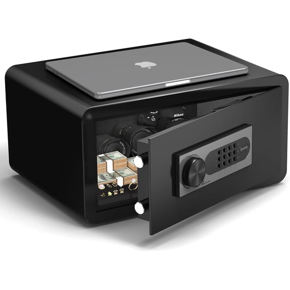 Hotel Safe, 1.4 Cubic Feet Laptop Closet Safe Box with Digital Keypad for Home Office Documents & Money, Dual Alarm System - D-22