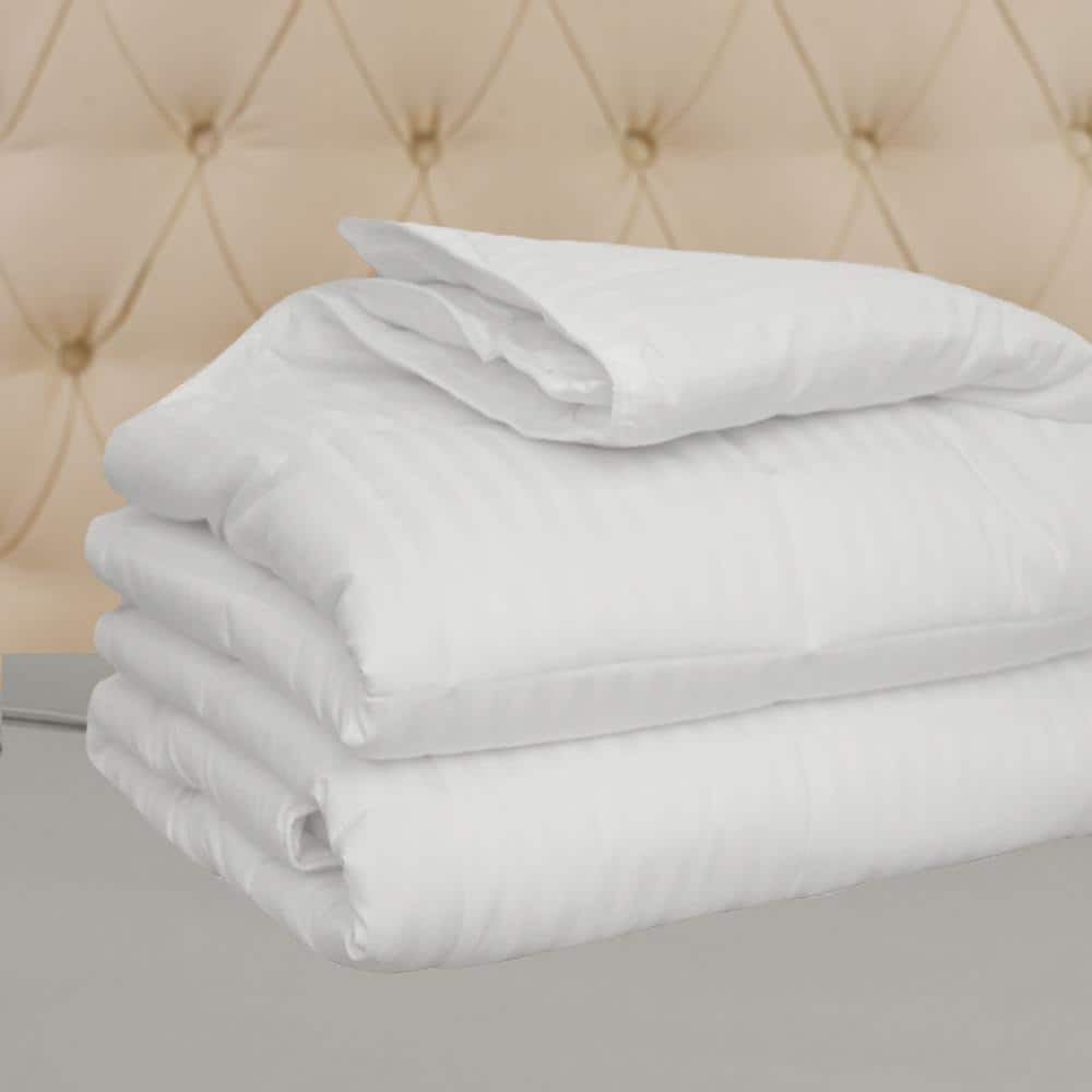 White Cotton Blend Queen Reversible Comforter