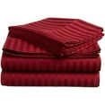 thumbnail image 1 of Hotel Soft 600-Thread Count Soft Egyptian Cotton Easy Care 4-PCs Sheet Set Fit upto 9-12" Inch Deep Pockets Stripe Pattern ( RV Short Queen, Burgundy ), 1 of 1