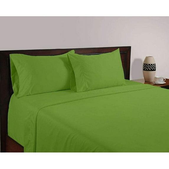 Hotel Soft 600-Thread Count Soft Egyptian Cotton Easy Care 4-PCs Sheet Set Fit upto 9-12" Inch Deep Pockets Solid Pattern ( Full, Sage Green )
