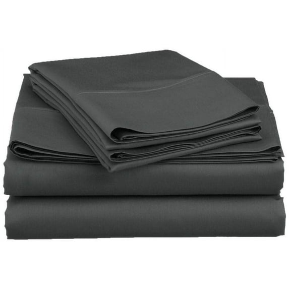 Hotel Soft 600-Thread Count Soft Egyptian Cotton Easy Care 4-PCs Sheet Set Fit upto 9-12" Inch Deep Pockets Solid Pattern ( RV King, Dark Grey )