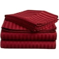 thumbnail image 1 of Hotel Soft 600-Thread Count Soft Egyptian Cotton Easy Care 4-PCs Sheet Set Fit upto 9-12" Inch Deep Pockets Stripe Pattern ( Full, Burgundy ), 1 of 6